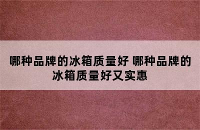 哪种品牌的冰箱质量好 哪种品牌的冰箱质量好又实惠